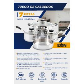 Juego De Calderos De Acero Inoxidable 8 Piezas
